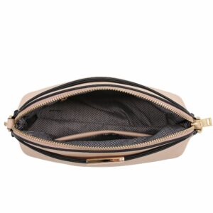 FashionPuzzle Saffiano Small Dome Crossbody bag with Chain Strap (Nude)