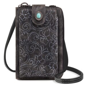 Montana West Crossbody Cell Phone Purse For Women Western Style Cellphone Wallet Bag Travel Size With Strap MWC-175BK