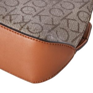 Calvin Klein Lucy Triple Compartment Crossbody, Almond/Taupe/Caramel Embossed