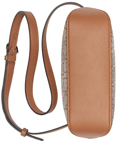 Calvin Klein Lucy Triple Compartment Crossbody, Almond/Taupe/Caramel Embossed