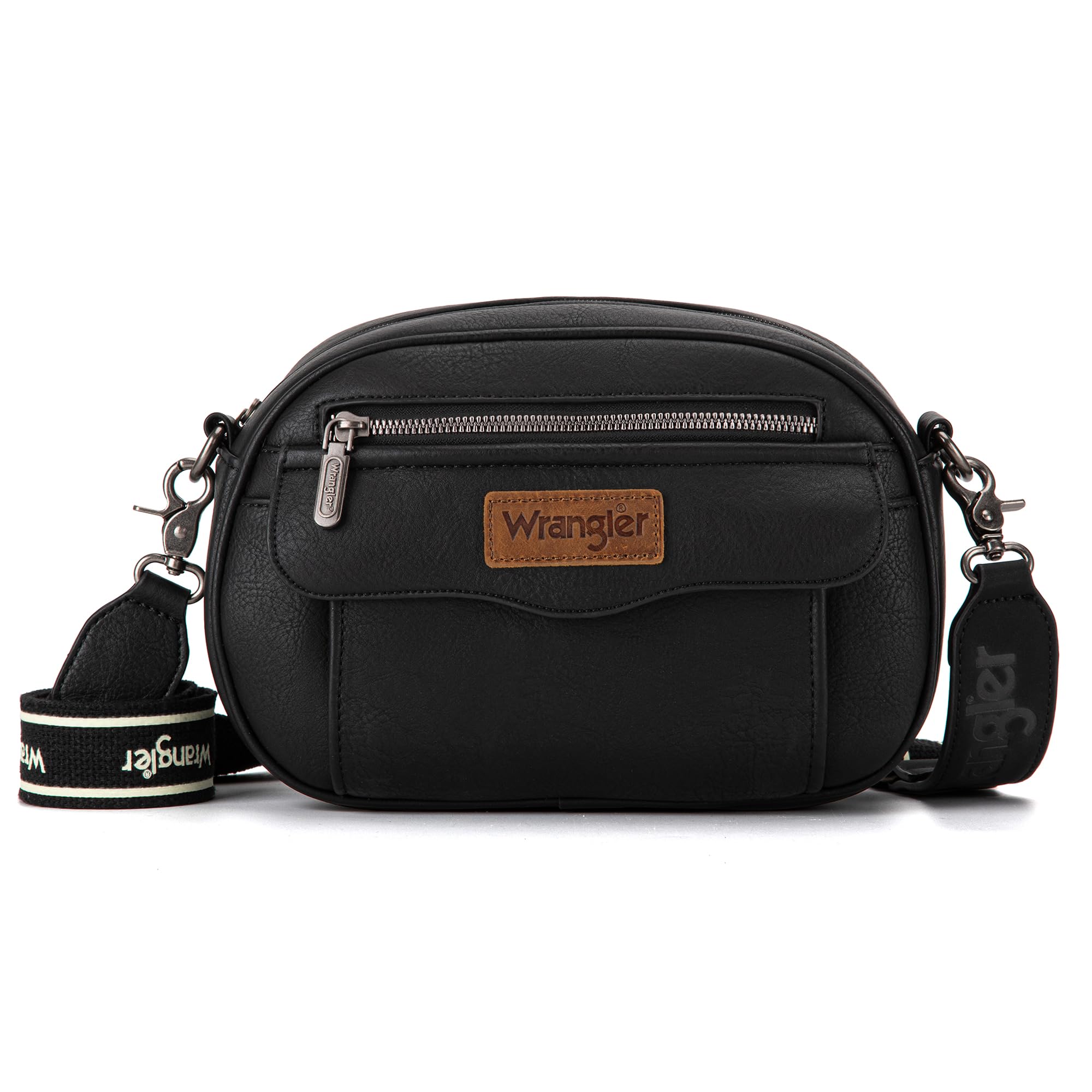 Wrangler Crossbody Purses for Women Trendy Camera Snapshot Bag Shoulder Bag with Wide Strap WG74-8194BK