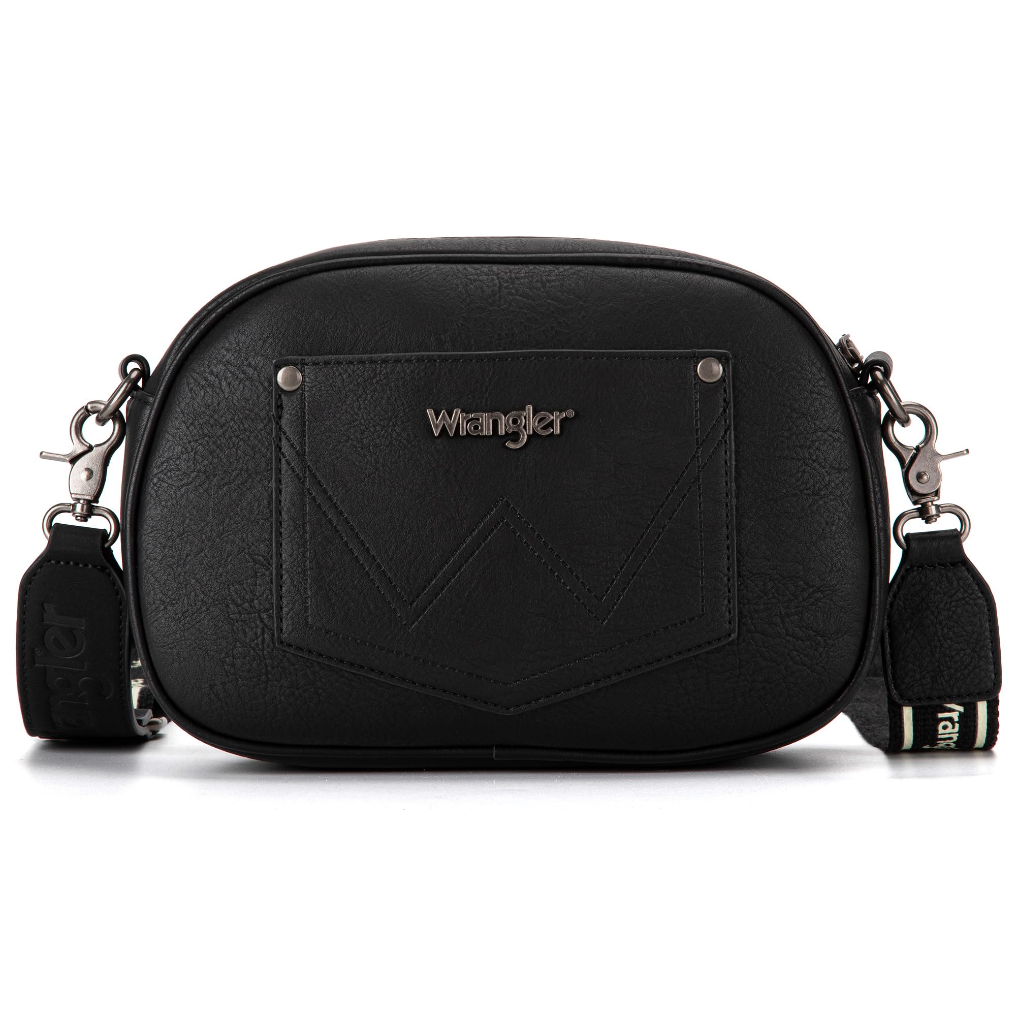 Wrangler Crossbody Purses for Women Trendy Camera Snapshot Bag Shoulder Bag with Wide Strap WG74-8194BK