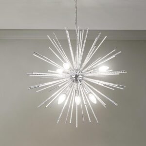 modern chrome sputnik chandeliers,6-light starburst firework ceiling lights dining room chandelier light fixture for living room, bedroom, kitchen, entryway, foyer,dia 25",e12 sockets