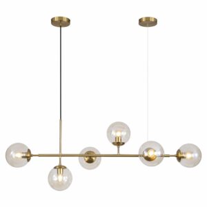 kco lighting globe linear chandelier 6 light amber glass pendant light fixture gold kitchen island chandelier lighting long brass sputnik chandelier dining room ceiling lights