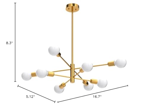 Deyidn Sputnik Chandelier Modern Gold Chandelier Mid Century Ceiling Lighting Fixtures 8 Lights E26 for Living Room, Kitchen Island, Bedroom, Dining Room, and Farmhouse