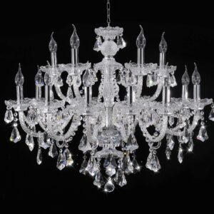 ARRKOYAA Clear 15 Lights K9 Crystal Chandelier Modern Luxurious Light Candle Pendant Lamp Ceiling Living Room Lighting for Dining Living Room Bedroom Hallway Entry 32x35 Inch Gifts(Color Clear)