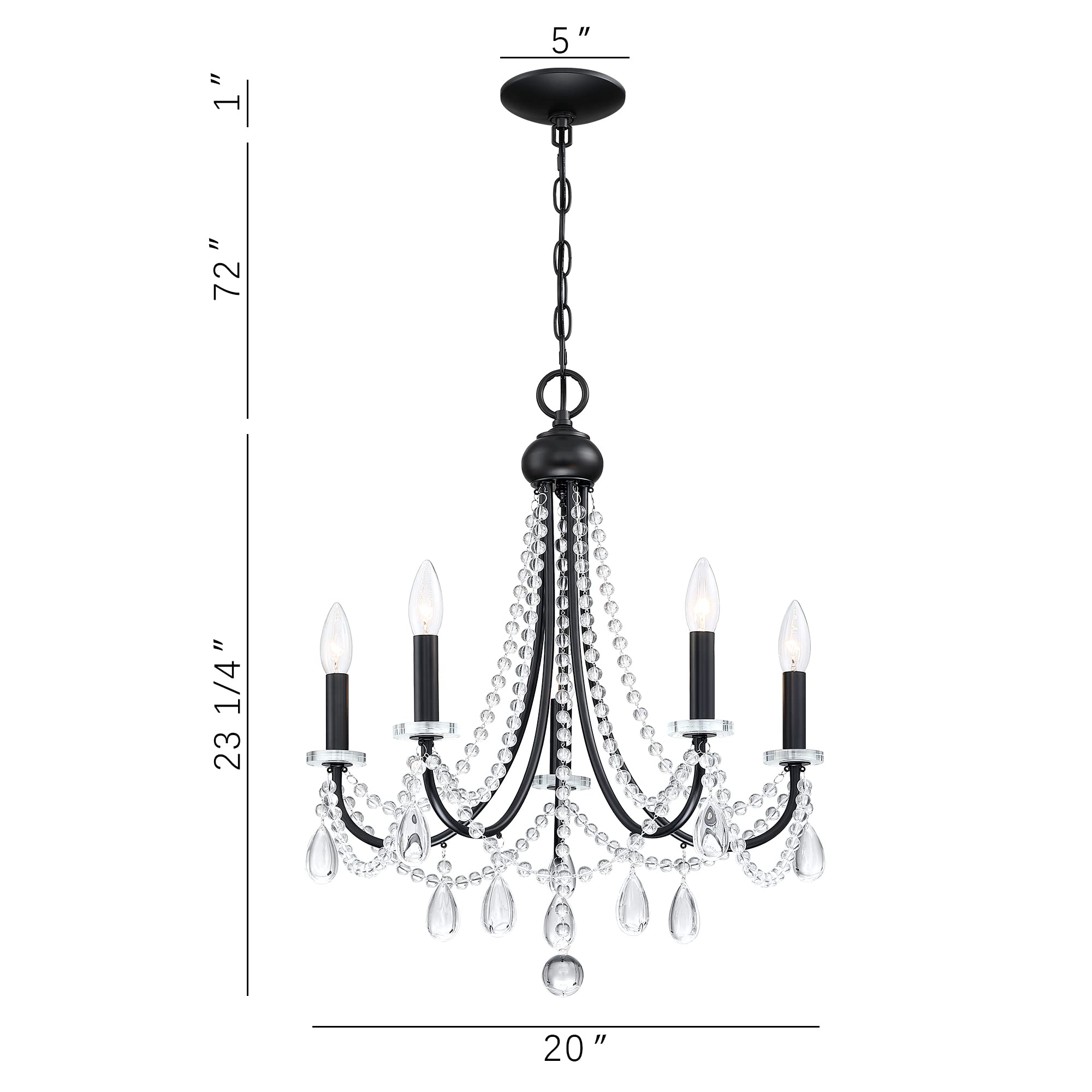 Giiland Farmhouse Crystal Chandelier for Living Room, Rustic Industrial Pendant Lighting for Bedroom, Vintage Candle Chandelier Dining Room