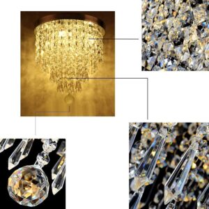 Depuley 4-Lights Mini Chandelier, Modern Flush Mount Ceiling Light, H 12.2'' x W 11.8'' Crystal Lighting Fixture for Bedroom, Hallway, Kitchen, Living Room, Bar