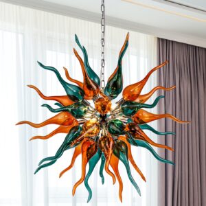 kelary hand blown glass chandeliers living room modern luxury hanging pendant light fixture adjustable height for dinning room/lobby/stairway/bedroom/study room/kids room