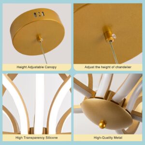 CHYING Modern LED Chandelier Remote Control 10-Light Gold Chandelier Dimmable Pendant Light for Dining Room Kitchen Foyer Entryway 3000K-6000K