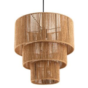 c cattleya 3-Tiered Large Farmhouse Chandelier Lighting, Natural Paper Rope Hanging Pendant Lights, Hand-woven Ceiling Light Fixture Chandeliers for Kitchen Dining Room Bedroom Hallway Entryway