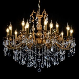 MEEROSEE Crystal Chandeliers Contemporary Chandelier Island Lighting 15 Lights Candle Pendant Ceiling Light Fixture for Dining Room Living Room Kitchen Bedroom Hallway Entry D35.4