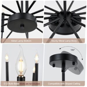 WOKNOS Modern Black Farmhouse Chandeliers, 12-Light Industrial Metal Chandelier Lighting, Classic Candle Hanging Pendant Light Fixtures for Living Room, Dining Room, Kitchen, Bedroom, Entryway-UL