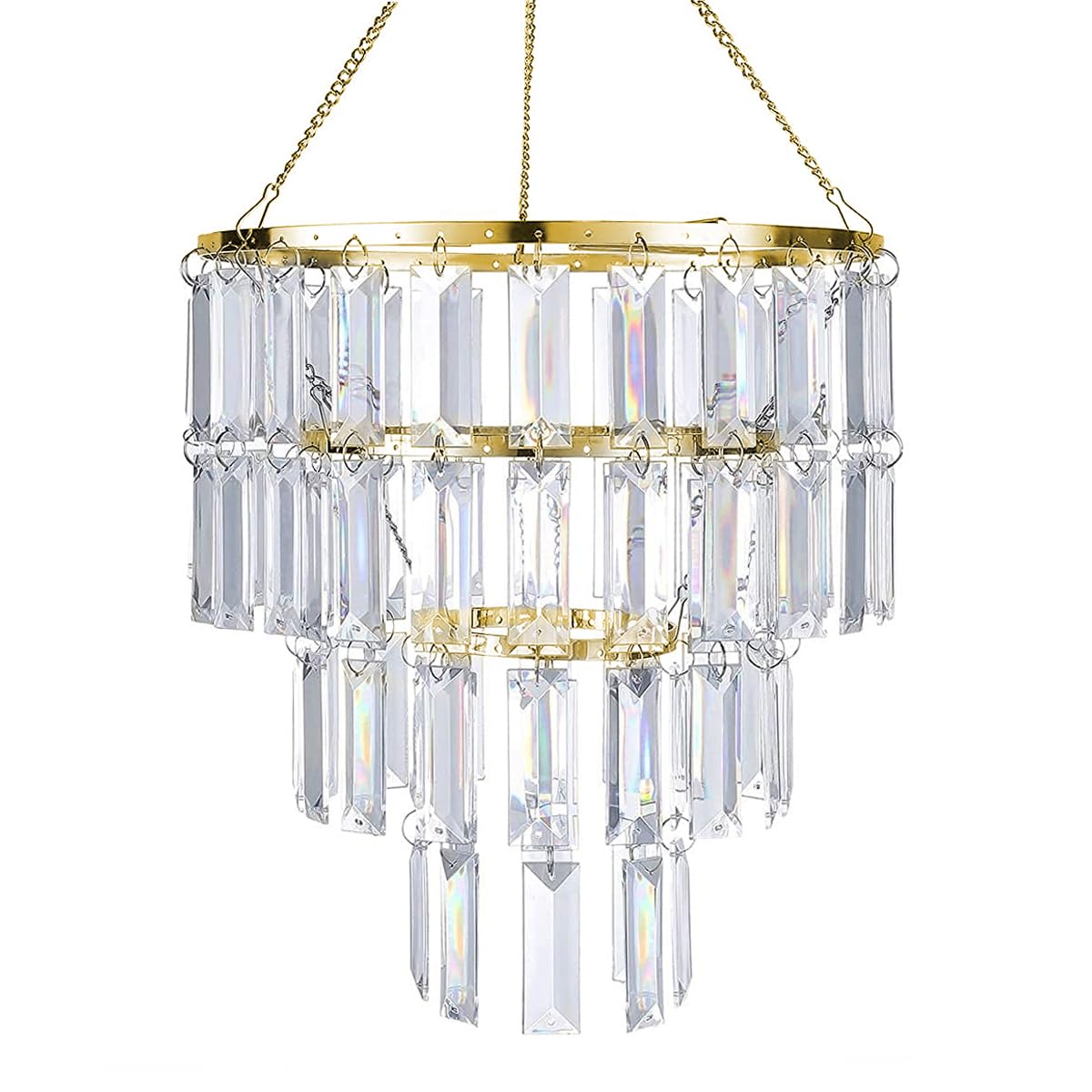 Sunli House Modern Chandelier Shade, Faux Chandeliers Light Fixture Pendant Ceiling Lampshade for Girls Bedroom, W9.84 X H11 (Gold)