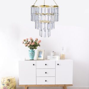 Sunli House Modern Chandelier Shade, Faux Chandeliers Light Fixture Pendant Ceiling Lampshade for Girls Bedroom, W9.84 X H11 (Gold)