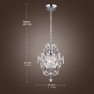 PAPAYA Crystal Mini Chandelier Lighting 1 Light Chrome Chandeliers Iron Ceiling Light Fixture…