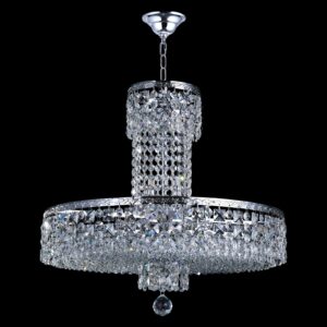 YOVINO Crystal Chandeliers 12 Lights High Ceiling Pendant Lighting Fixtures Unique Empire Foyer Entrance Indoor Living Room Dining Room Bedroom Entryway Staircase Chrome Finish D20 x H18 Silver