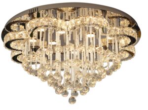 w32inches modern raindrop crystal chandeliers flush mount ceiling chandeliers for high ceiling entrance foyer bedroom dining room living room led dimming 2700k 4500k 6000k contemporary chandelier