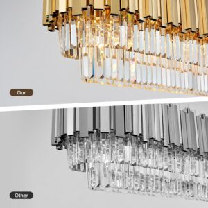 LIZZTREE Gold Linear Crystal Chandeliers - L59 Inch Modern Pendant Ceiling Lights, Oval Chandelier Lighting Fixture for Kitchen Island, Dining Room