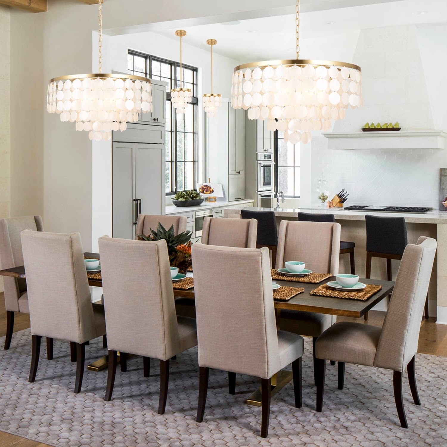 ALICE HOUSE 24" Dining Room Chandeliers, Brushed Brass Finish, 5 Light Coastal Ceiling Hanging Light for Kitchen, Living Room, Bathroom and Bedroom, ETL Listed, AL2608-P5