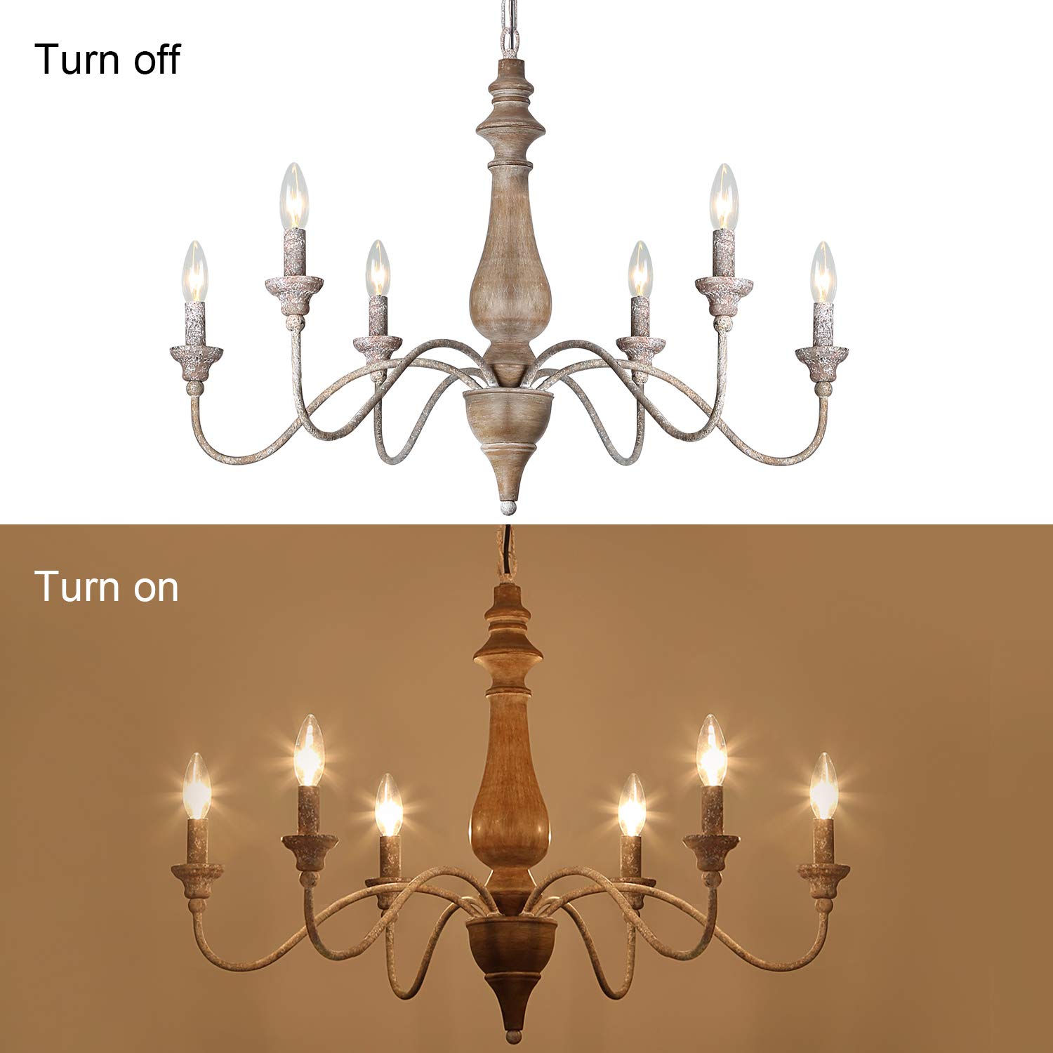 Congratsu 6 Light French Country Chandelier for Dining Room, Farmhouse Chandeliers for Living Room, Bedroom, 29.5” Dia