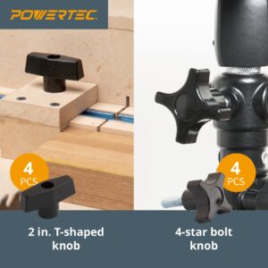 POWERTEC 71174V T Track Knob Kit, 5/16-18 Threaded bolts and Washers, 46 Piece Set, T Track Bolts, T Track Accessories for Woodworking Jigs and Fixtures