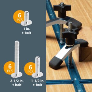 POWERTEC 71174V T Track Knob Kit, 5/16-18 Threaded bolts and Washers, 46 Piece Set, T Track Bolts, T Track Accessories for Woodworking Jigs and Fixtures