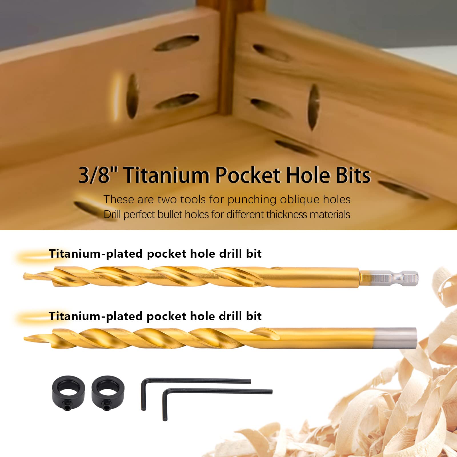 GDDGHS Pocket Hole Jig Kit Woodworking, Pocket Screw Jig with Drill Bits, Drill Jig for Angled Holes, Pocket Jig Hole Kit, Dowel Jig Kit Woodworking Tools