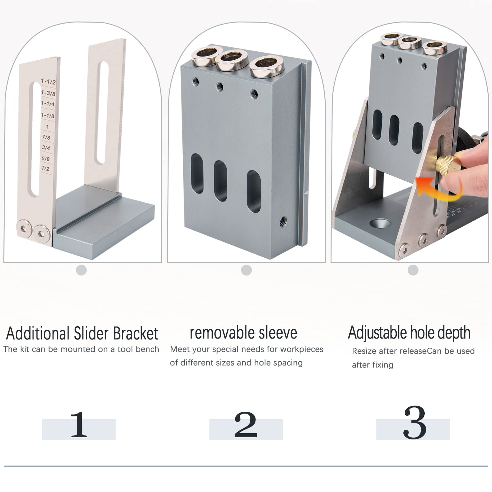 GDDGHS Pocket Hole Jig Kit Woodworking, Pocket Screw Jig with Drill Bits, Drill Jig for Angled Holes, Pocket Jig Hole Kit, Dowel Jig Kit Woodworking Tools