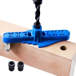 omninmo 2 in 1 dowel jig kit self centering line scriber center locator woodworking tools for drilling/marking with stop collar, drill guide straight hole punch positioner drill jig for hand tools