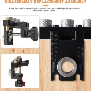 Hizmivos 3-in-1 Dowel Jig Kit,8/15mm Drill Template Dowel Hole Guide for Woodworking Straight Holes,Adjustable Doweling Jig Kit Tool with Positioning Clip Adjustable Drilling Guide Puncher Locator