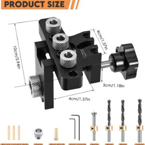 Hizmivos 3-in-1 Dowel Jig Kit,8/15mm Drill Template Dowel Hole Guide for Woodworking Straight Holes,Adjustable Doweling Jig Kit Tool with Positioning Clip Adjustable Drilling Guide Puncher Locator