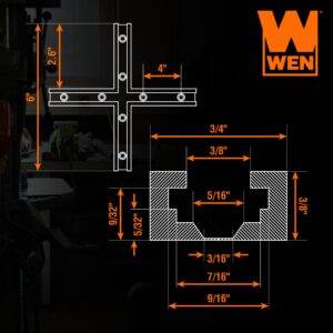 WEN 36-Inch Universal T-Track, Hold Down Clamps, and Intersection Kit for Woodworking (WAT362)