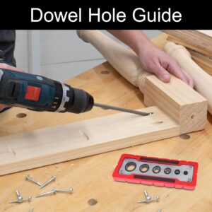 Self Centering Dowel Jig Kit, Inch Woodworking Center Doweling Drill Guide Jig for Straight Hole, Wood Punch Drilling Jig Accessories, Positioner Locator Tool for Woodworking and Shelf Making