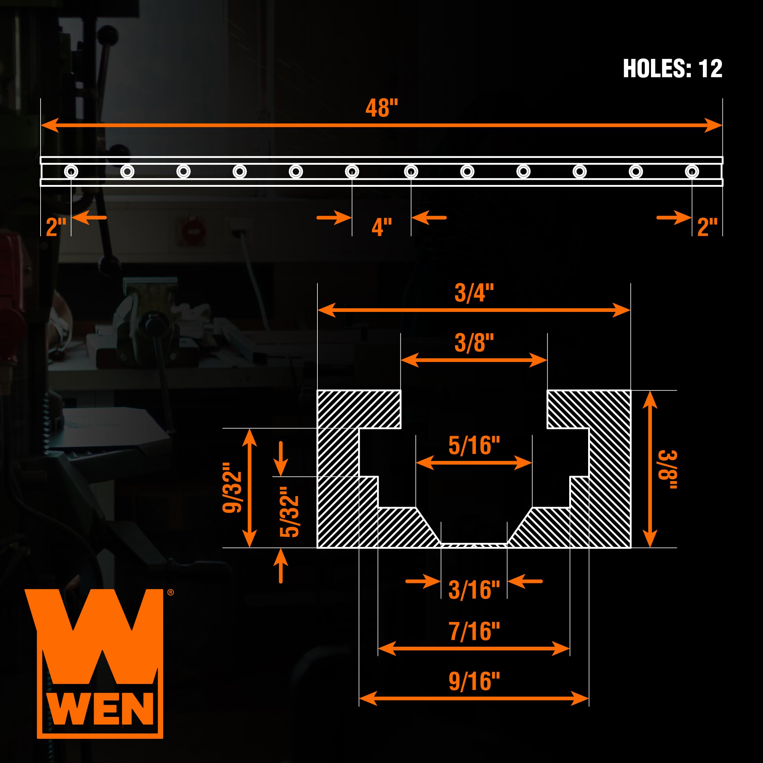 WEN 48-Inch Universal T-Track Kit for Woodworking, 2-Pack (WAT480)