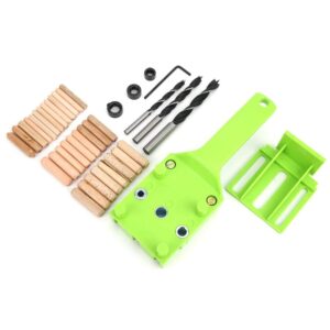 woodworking dowel jig kit, 38pcs handheld woodworking drill guide tool, 6mm 8mm 10mm hole drill bit kit, adjustable doweling jig for woodworking, 7.87 x 2.83 x 3.39in