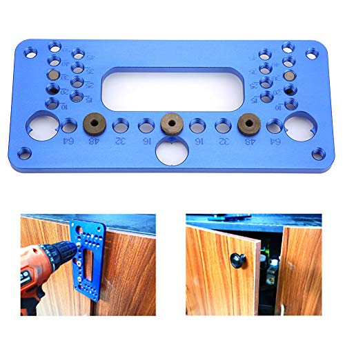 MISNODE Woodworking Jig Hole Opener Puncher Aluminum Alloy Hole Positioner Drill Guide Dowel Jig Kit Hole Punch Locator Kit Drill Jig Joinery Kit for Woodworking(Blue)