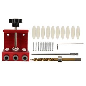 misnode woodworking hole positioner aluminum alloy carpentry locator dowel jig kit pocket hole drill guide woodworking hole punch tool for carpenter(red)