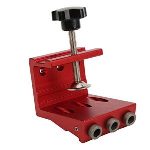 MISNODE Woodworking Hole Positioner Aluminum Alloy Carpentry Locator Dowel Jig Kit Pocket Hole Drill Guide Woodworking Hole Punch Tool for Carpenter(Red)