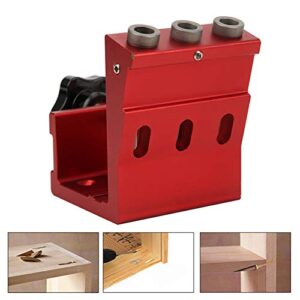 MISNODE Woodworking Hole Positioner Aluminum Alloy Carpentry Locator Dowel Jig Kit Pocket Hole Drill Guide Woodworking Hole Punch Tool for Carpenter(Red)