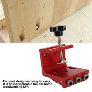 MISNODE Woodworking Hole Positioner Aluminum Alloy Carpentry Locator Dowel Jig Kit Pocket Hole Drill Guide Woodworking Hole Punch Tool for Carpenter(Red)