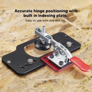 Concealed Hinge Jig 35MM, Aluminum Alloy Cabinet Door Hinge Jig kit with 2mm Drill Bit, Safer Clamping High DIY Hinge Jig Hole Punch Locator for Woodworking