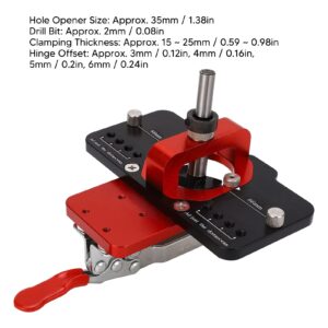 Concealed Hinge Jig 35MM, Aluminum Alloy Cabinet Door Hinge Jig kit with 2mm Drill Bit, Safer Clamping High DIY Hinge Jig Hole Punch Locator for Woodworking