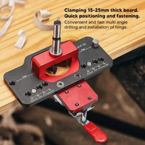 Concealed Hinge Jig 35MM, Aluminum Alloy Cabinet Door Hinge Jig kit with 2mm Drill Bit, Safer Clamping High DIY Hinge Jig Hole Punch Locator for Woodworking