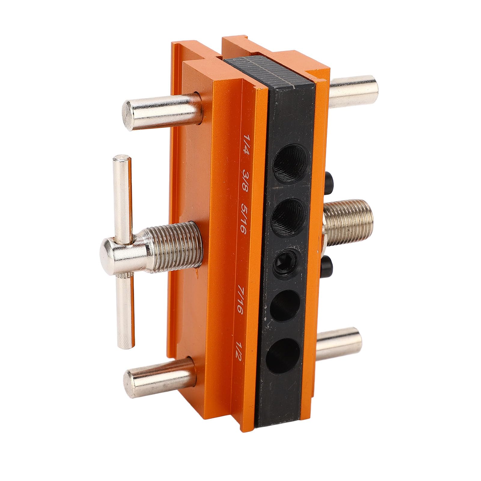 Self Centering Doweling Jig Dowel Drill Guide Bushings Set,Self Centering Dowel Jig Kit - Aluminum Alloy Anodized Orange - 4 Holes Drill positioner for Woodworking