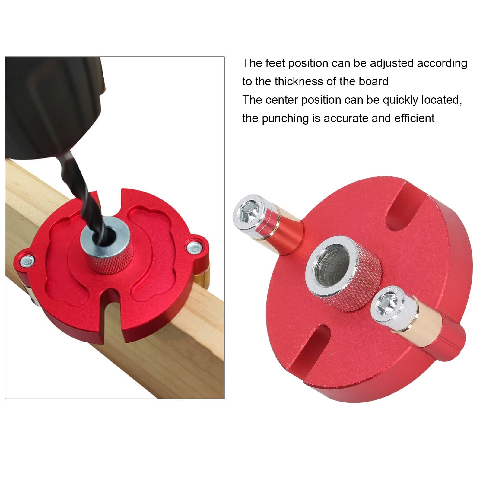 Self Center Dowel Jig, Aluminum Alloy Hole Puncher Locator Precise Positioning Dowel Drill Guide with 8 Drill Bushings Dowel Jig Kit for Woodworking