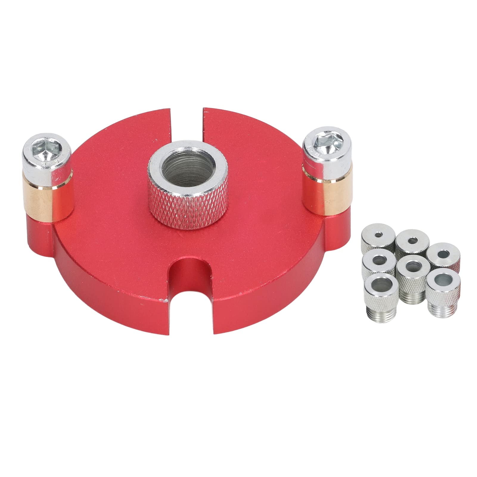 Self Center Dowel Jig, Aluminum Alloy Hole Puncher Locator Precise Positioning Dowel Drill Guide with 8 Drill Bushings Dowel Jig Kit for Woodworking