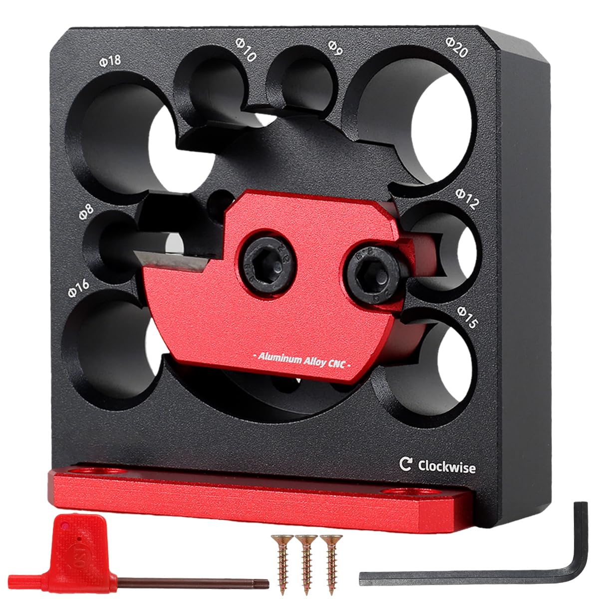 6Pcs Dowel Maker Jig Kit Metric 8mm to 20mm Adjustable Dowel Maker with Carbide Blade Electric Drill Milling Dowel Round Rod Auxiliary Tool for Wooden Rods Sticks Woodworking (Black red)