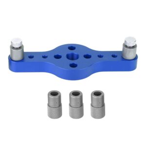 MISNODE Woodworking Hole Punch Locator Aluminum Alloy Carpentry Locator Puncher Gauge Dowel Jig Kit Hole Punch Locator Kit Drill Jig Joinery Kit with 3Pcs Drill Bushing(Blue)