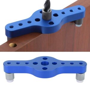 MISNODE Woodworking Hole Punch Locator Aluminum Alloy Carpentry Locator Puncher Gauge Dowel Jig Kit Hole Punch Locator Kit Drill Jig Joinery Kit with 3Pcs Drill Bushing(Blue)